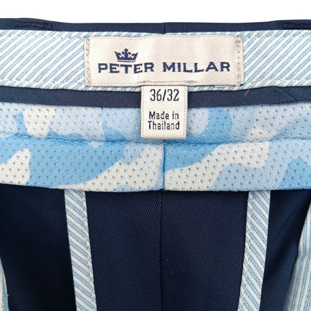 Peter Millar Pants Mens 36x31 (Tag 36x32) Blue Flat Front Polyester Golf EB78 - Picture 7 of 15